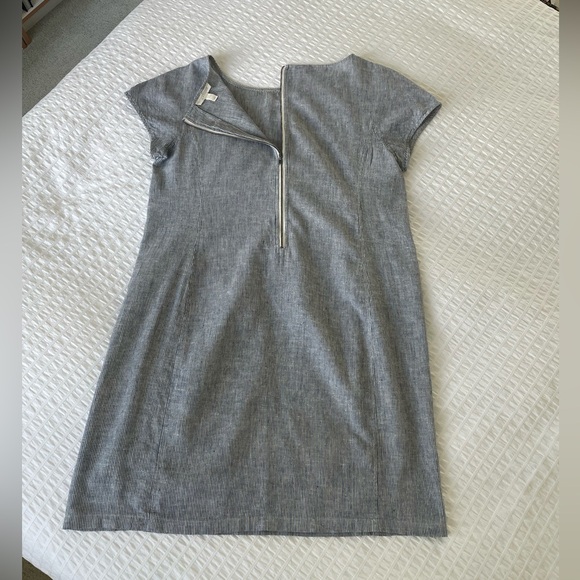 Eileen Fisher Hemp and Organic Cotton ministripe chambray shift Dress S - Picture 6 of 14